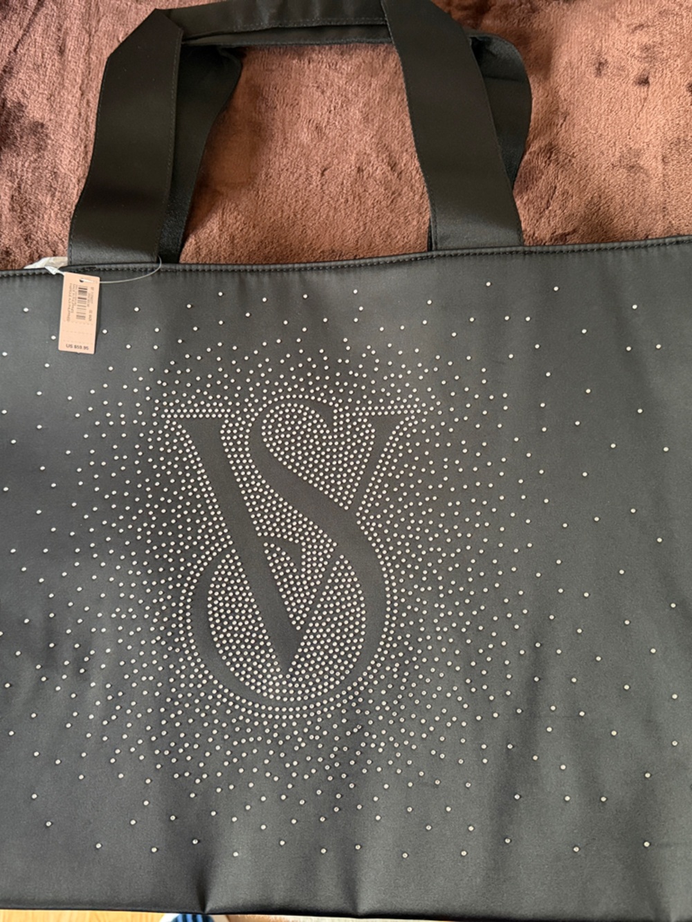 Victoria's Secret Black Tote with Silver Stud Logo